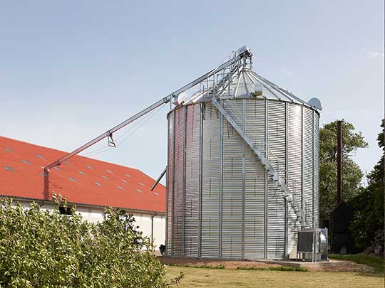 steel grain silo in the farm
